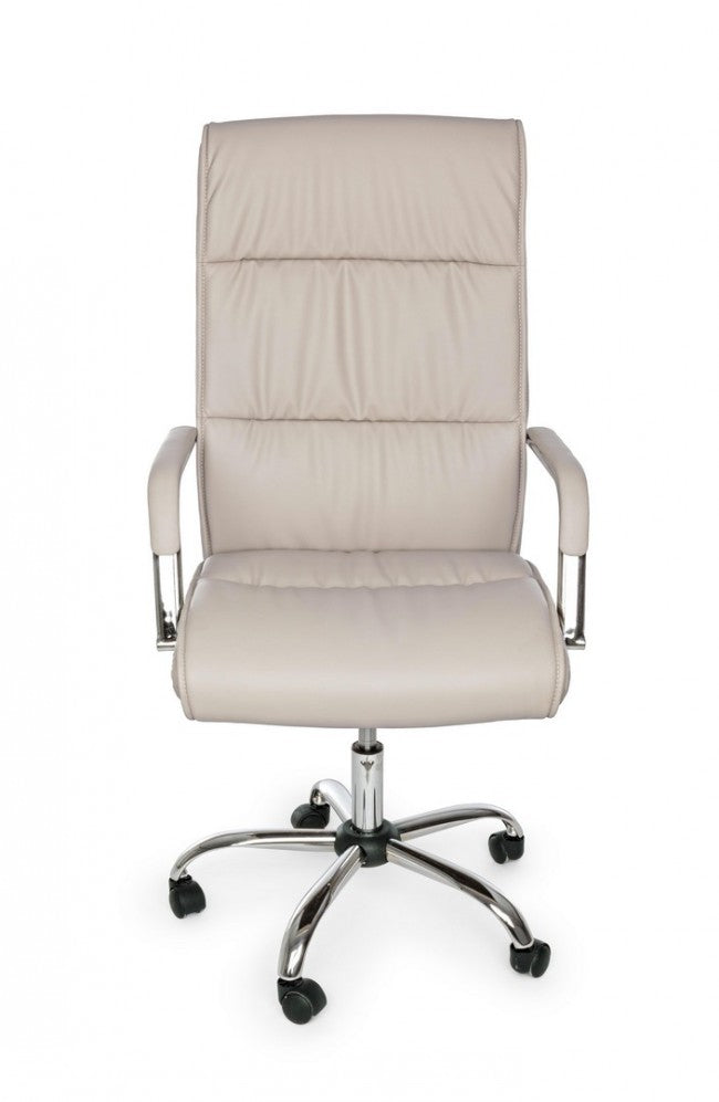 Fauteuil de bureau Queensland avec accoudoirs en éco-cuir gris tourterelle