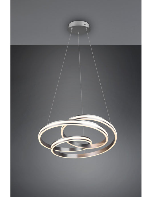 Lustre Vortice moderne Yara Nickel Led gradateur Trio éclairage