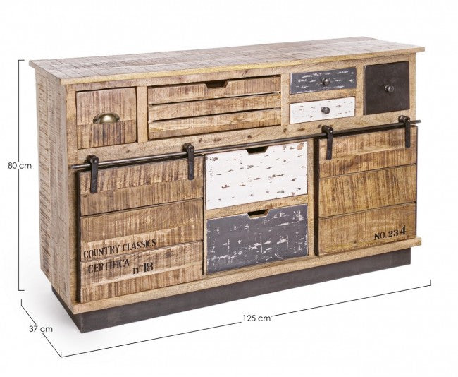 Buffet Tudor 2 portes 7 tiroirs 125x37x80h cm 
