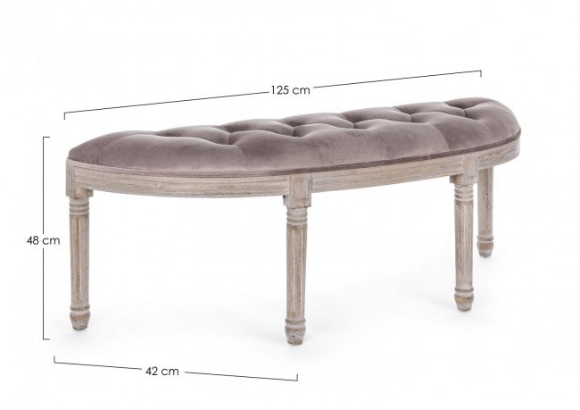 Banc Tilde gris tourterelle en velours de style classique