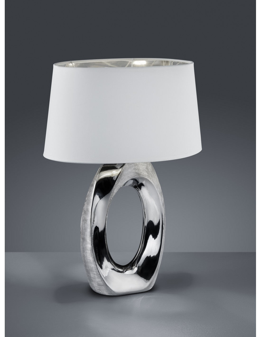 Lampe de Table Moderne Céramique Argenté Taba H52 cm Trio Lighting