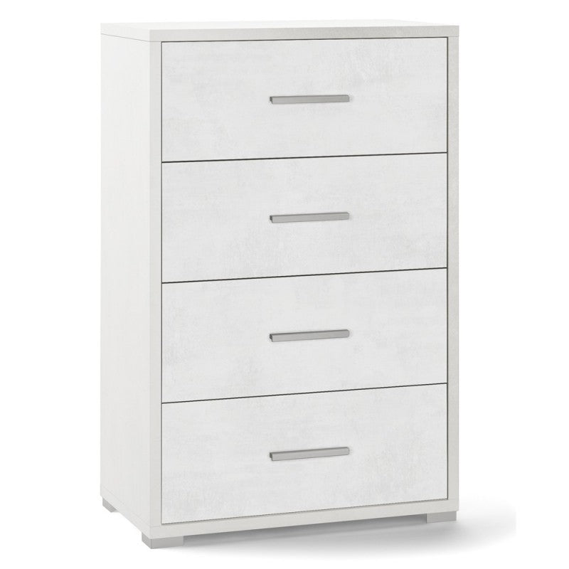 Commode de bureau avec quatre tiroirs en Ossido Blanc 51x41x h110 cm