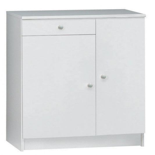 Armoire basse polyvalente avec deux portes et un tiroir Blanc 77x34x h80 cm
