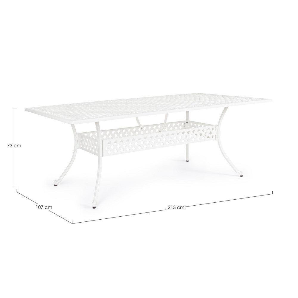 Table d'extérieur rectangulaire blanche Ivrea 107x213 cm