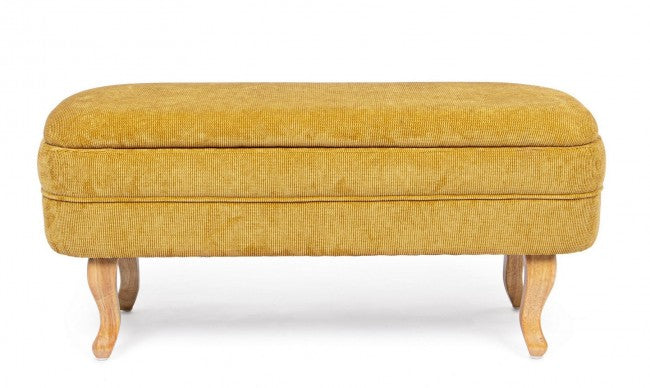 Banc de rangement ouvrant en chenille ocre 102x41x49 cm