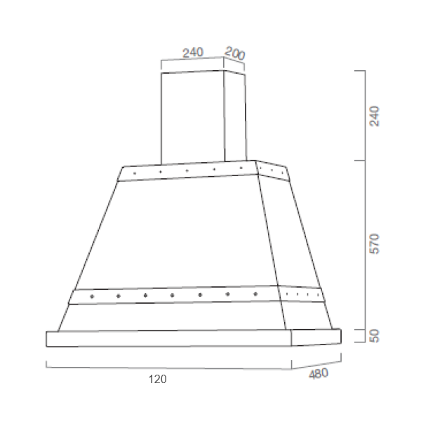 Hotte aspirante BROOKLYN en inox bruni 120 cm