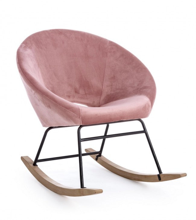 Fauteuil à bascule en velours Rose Antique ANNIKA 74x77x h74 cm