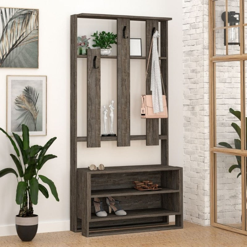 Meuble d'entrée Chester en noyer 90x36xh 180 cm