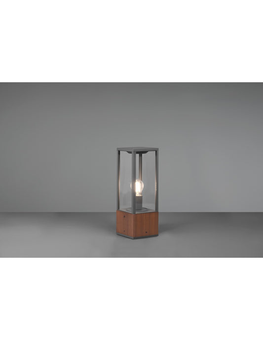 Borne d'extérieur Garonne IP44 1xE27 Bois H40 cm Trio Lighting