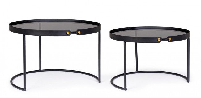 Lot de 2 tables basses modernes Zeina noires