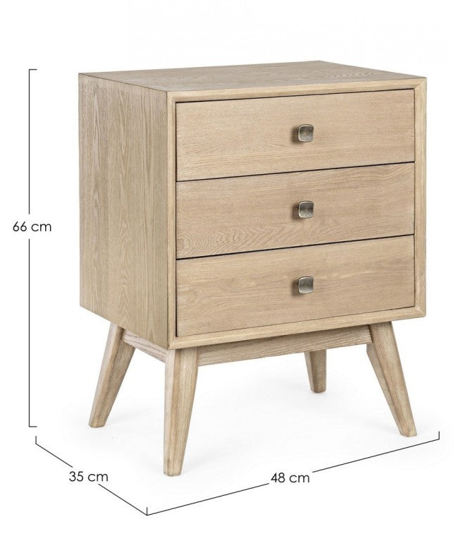 Table de chevet Alannis 3 tiroirs en bois mélaminé 48x35x66h cm