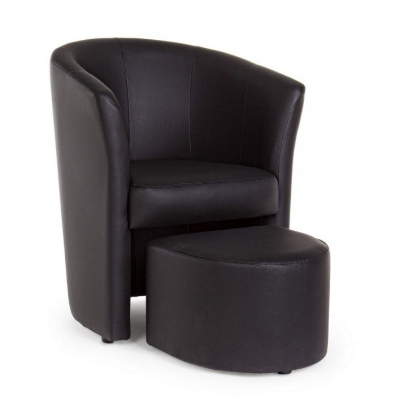 Fauteuil simili cuir avec pouf amovible Noir RITA 64,5x 59,5x h78 cm