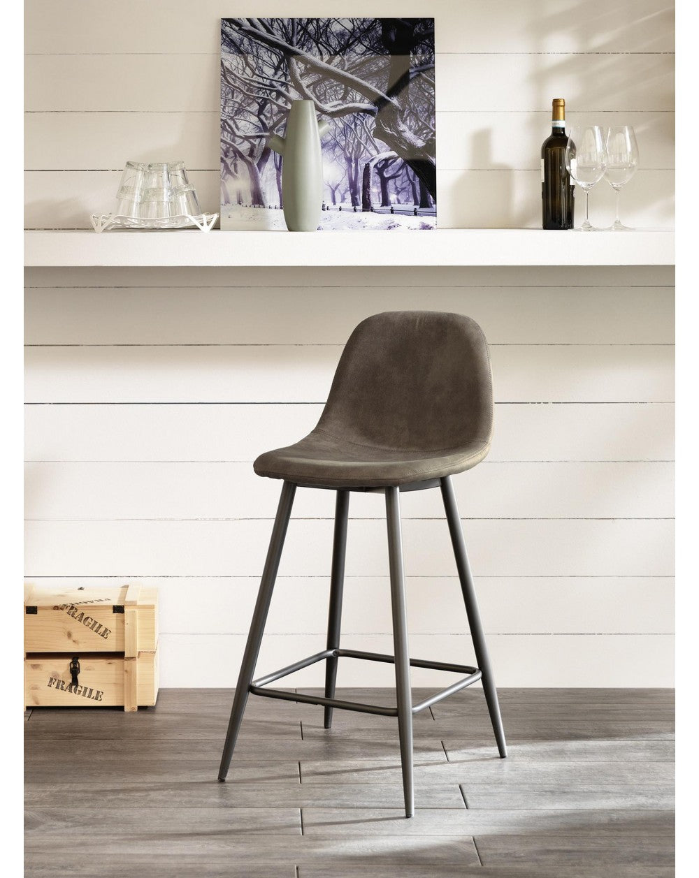 2x Tabouret en simili cuir - Brigitte