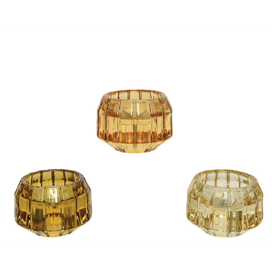 Bougeoir en verre poli assorti H 4 cm