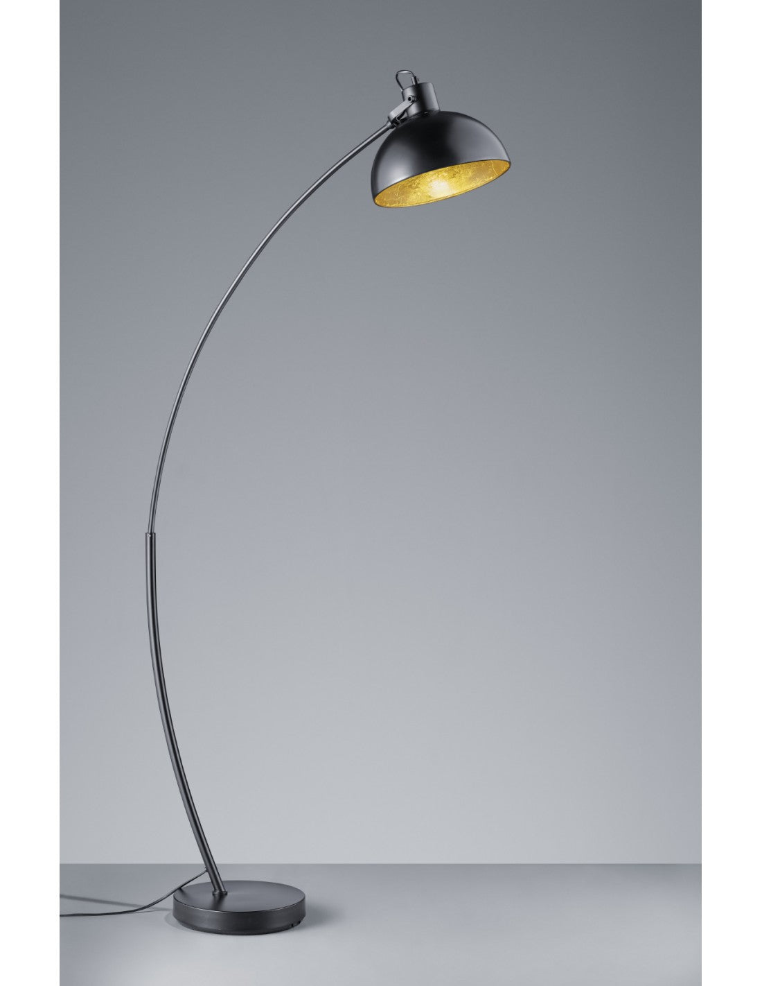 Lampadaire arqué Recife 1 x Abat-jour E27 Métal Noir Intérieur Doré Trio Lighting