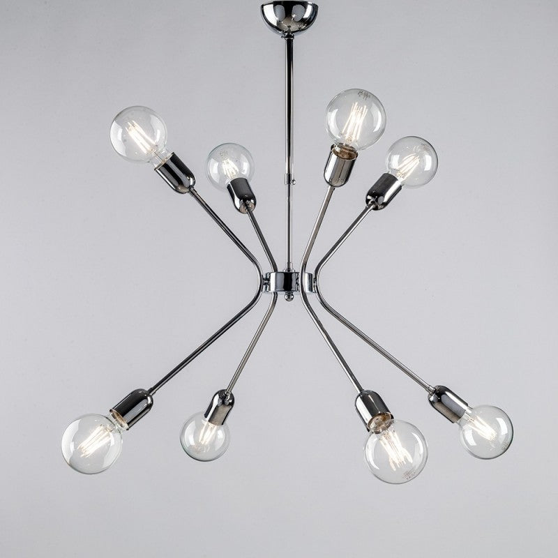 Lustre moderne en fer chromé poli, huit lumières, 65x h67 cm, urbain