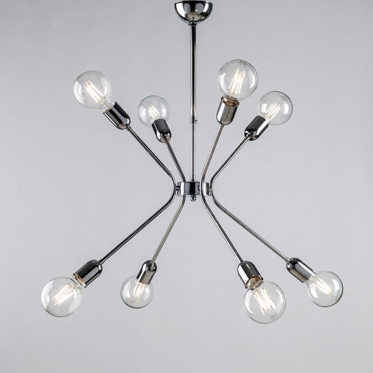 Lustre moderne en fer chromé poli, huit lumières, 65x h67 cm, urbain