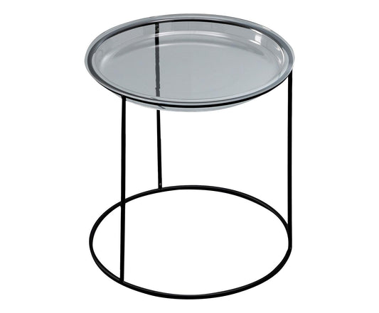 Table basse avec plateau en verre trempé et base noire 40x40 cm