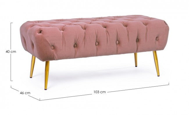 Banc de meuble pouf rose avec pieds 103 x46x40h cm
