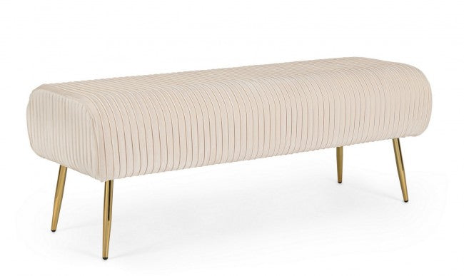Selena Crema Banquette 2 places en velours 129x45,5x48 cm