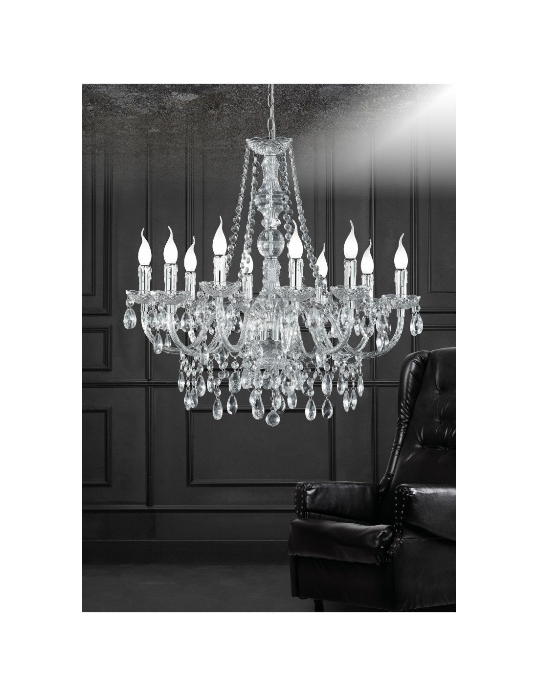 Lustre classique 10 lumières Lüster Chrome pendentifs décoratifs Trio éclairage