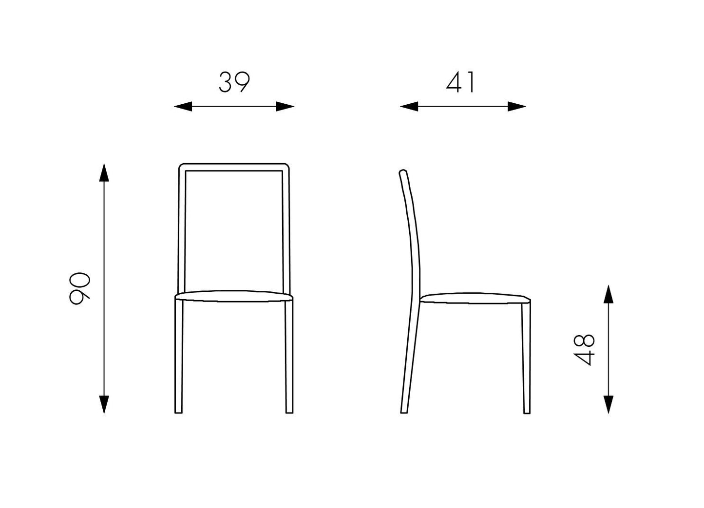 4x Chaise en simili cuir chocolat 41x39x90h cm