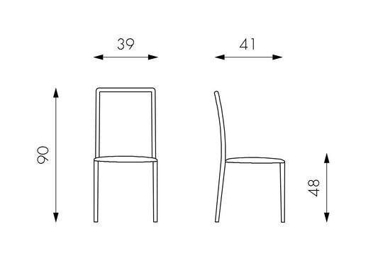 4x Chaise en simili cuir chocolat 41x39x90h cm