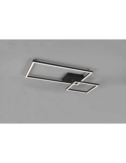 Plafonnier Carré Réglable Led Gradateur Pan Noir Trio Éclairage
