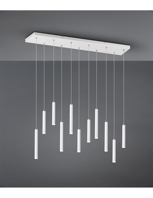 Suspension Tubulaire Moderne 11 Tubes LED Blancs L115 cm Trio Lighting