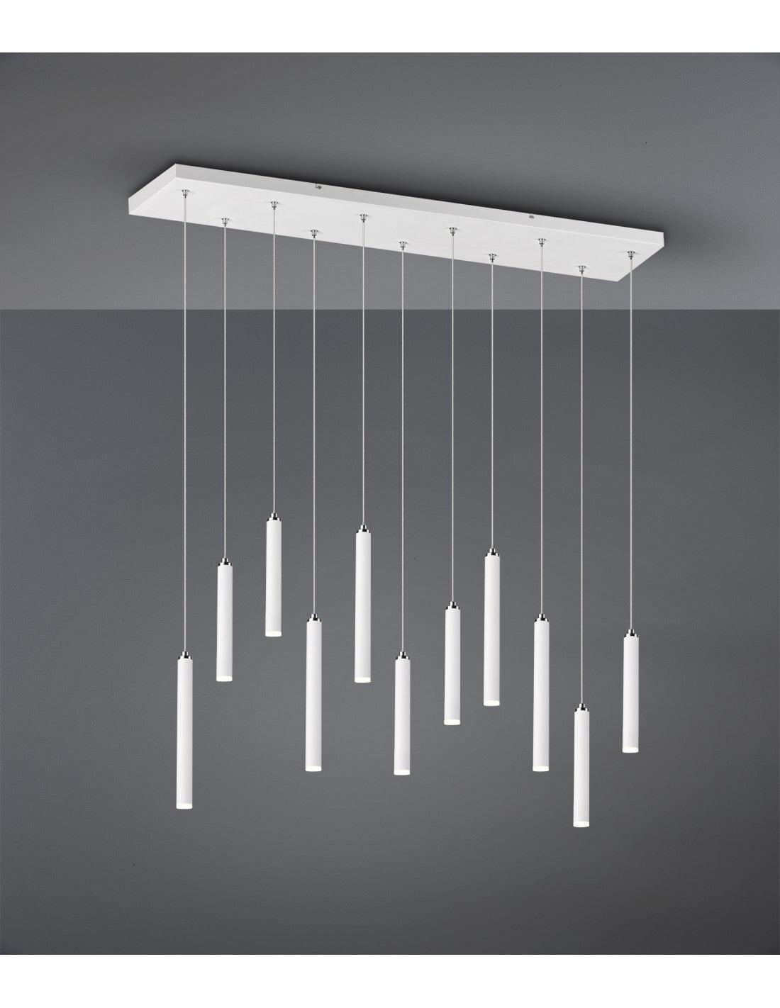 Suspension Tubulaire Moderne 11 Tubes LED Blancs L115 cm Trio Lighting