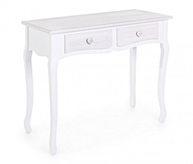 Console shabby en MDF avec deux tiroirs Blanc CHARELENE L 90x40x h78 cm