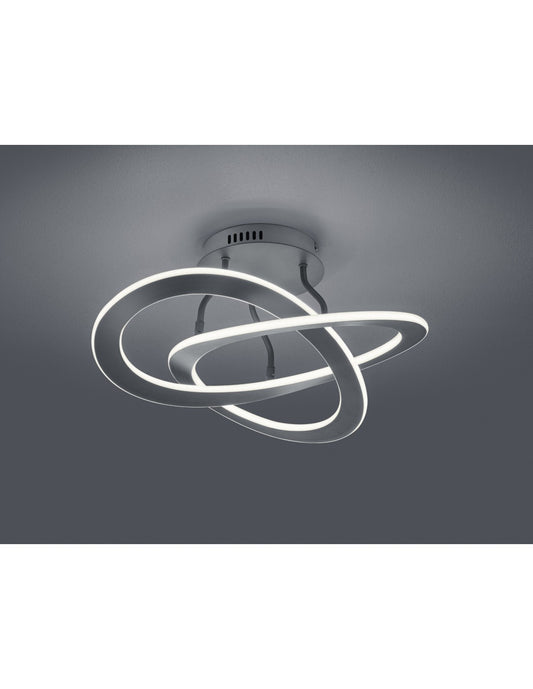 Plafonnier 2 cercles LED Oakland Anthracite Trio Lighting