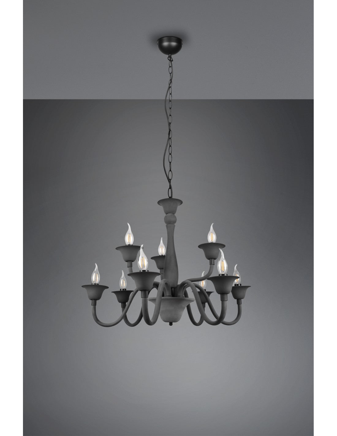 Lustre de salon 9 lumières noir avec chaîne Elsa Trio Lighting