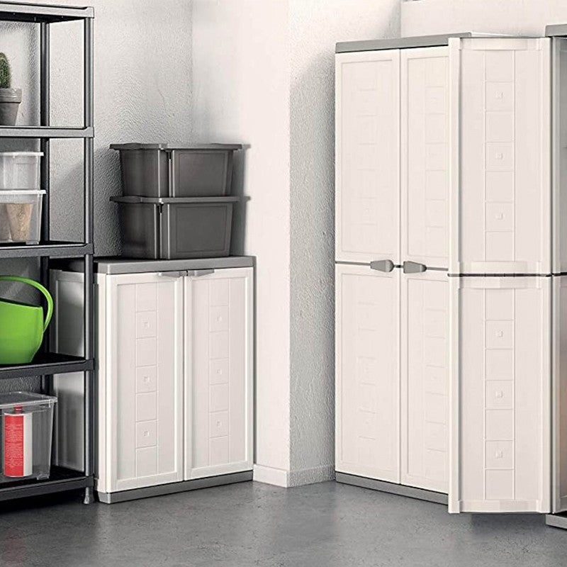 Armoire basse en résine JOLLY R16 TNT Blanc et Gris 68x39x h85 cm
