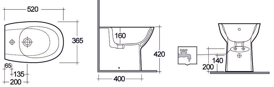 Bidet à montage encastré du matin