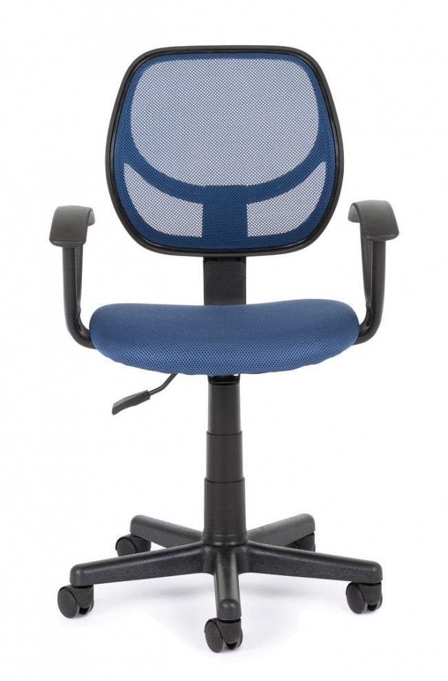 Chaise de bureau bleue avec accoudoirs