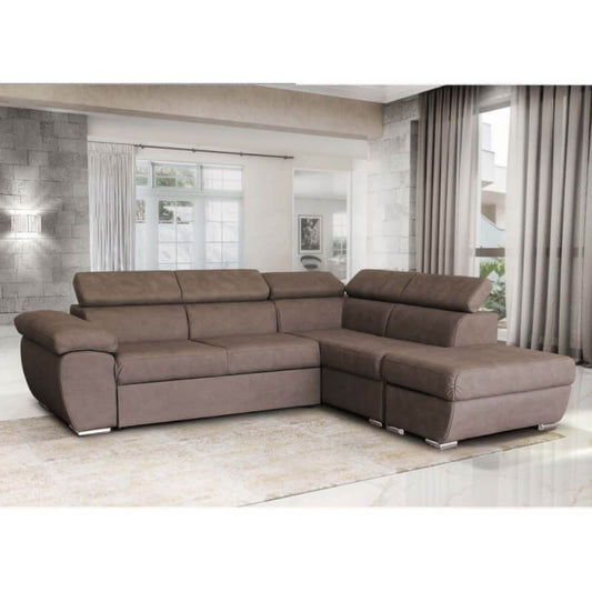 Divano Fiona angolare con penisola destra grigio elephant 95