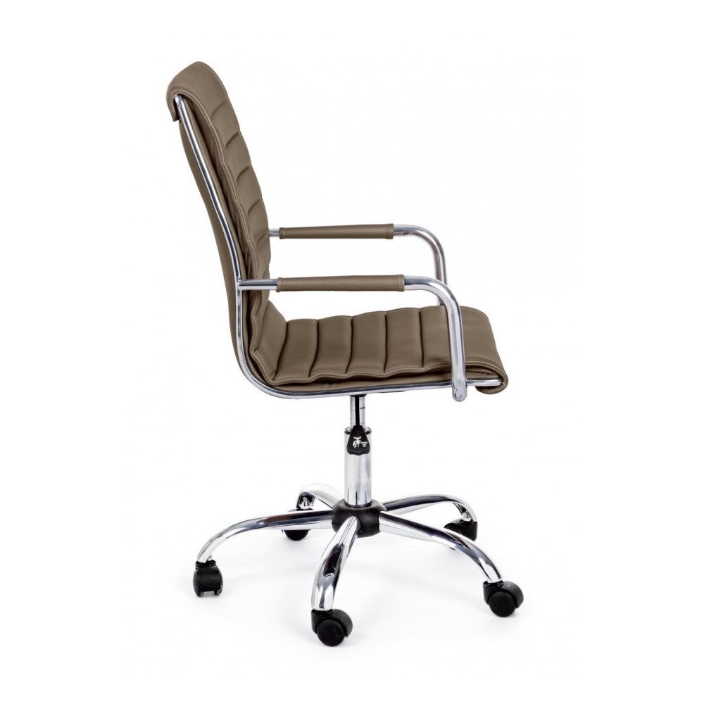 Fauteuil de bureau Perth en éco-cuir marron avec accoudoirs