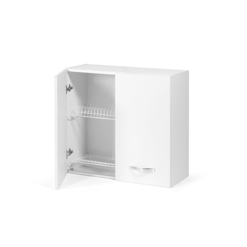Elément mural égouttoir à cendres blanc pour cuisine 80x32xH 72 cm avec 2 portes