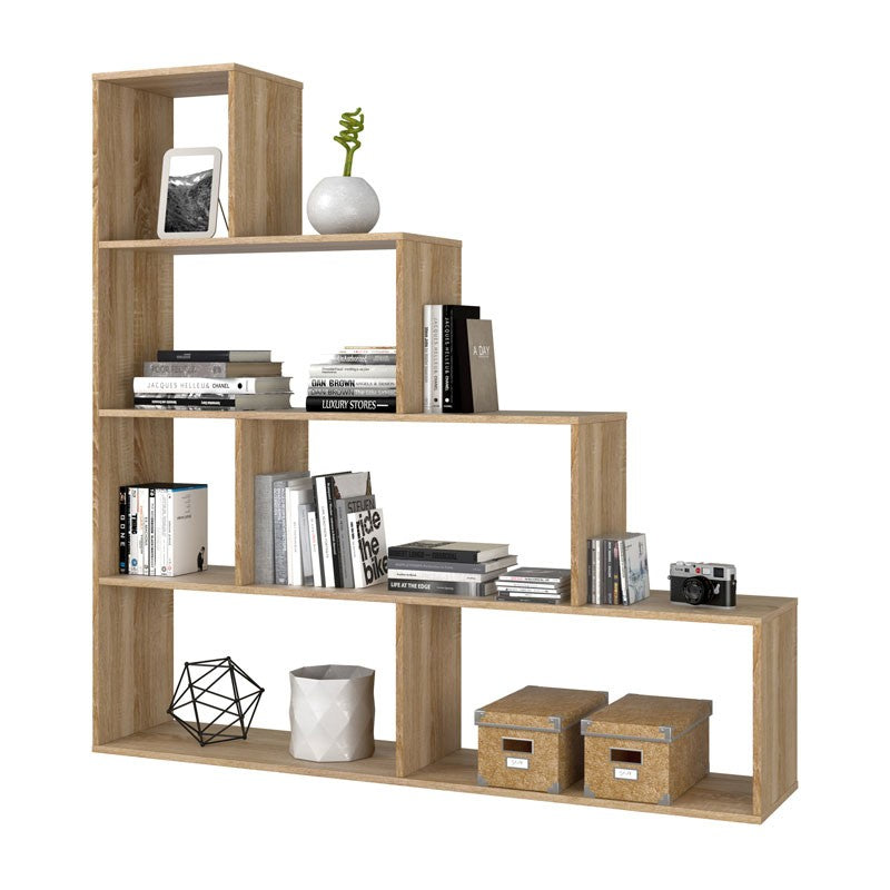 Bibliothèque diviseuse cube en chêne 145 x 29 x 145 h cm
