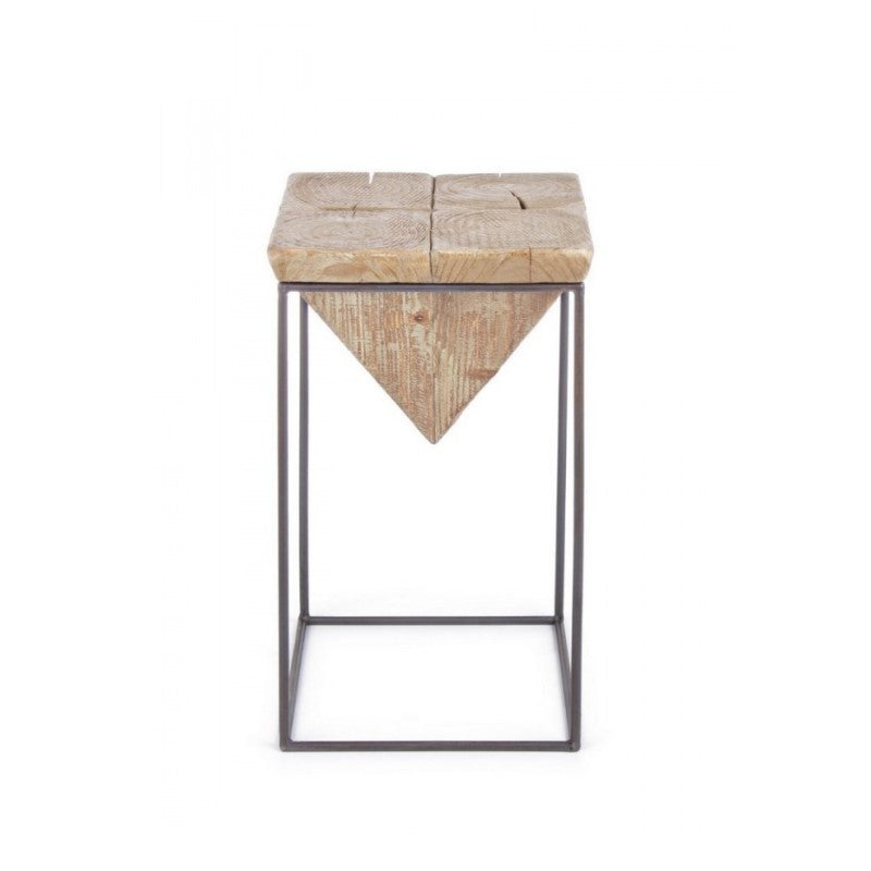 Tabouret en acier avec assise en sapin PRISMY 31x31xh.55 cm