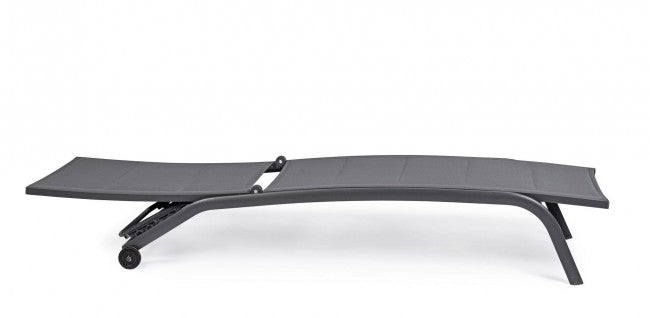 Chaise longue de jardin en aluminium à roulettes Anthracite CLEOPAS 61x192x h96 cm