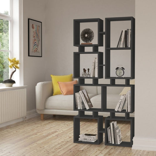 Bibliothèque double face Rail anthracite 79x166,5