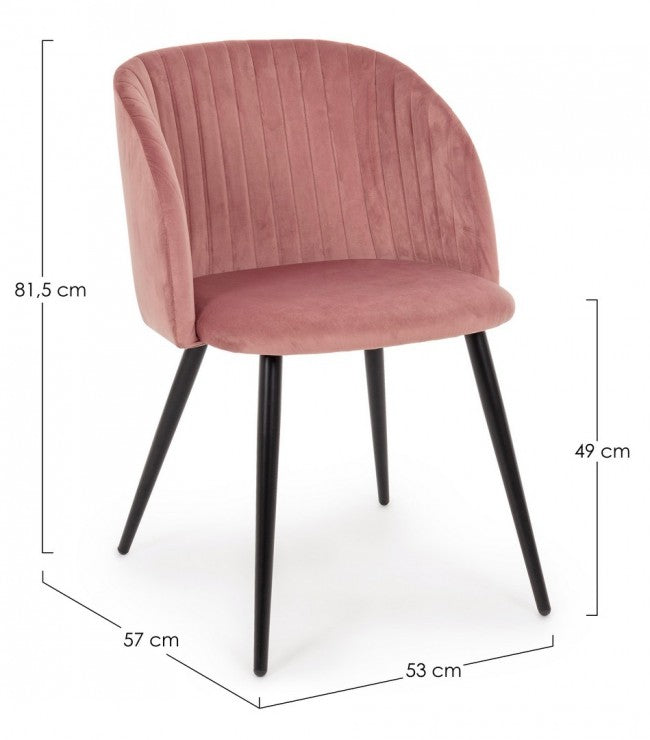 2x chaise Queen en velours blush