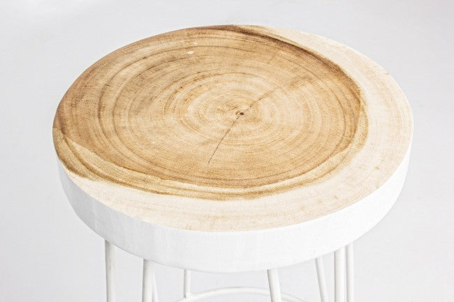 Tabouret de bar en bois blanc de style naturel