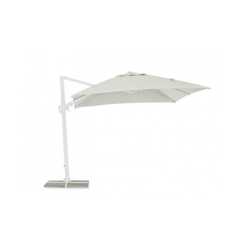 Parasol Eden avec bras en bois naturel blanc 3x3 m