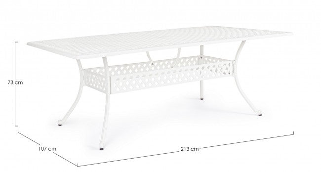 Table d'extérieur rectangulaire blanche Ivrea 107x213 cm