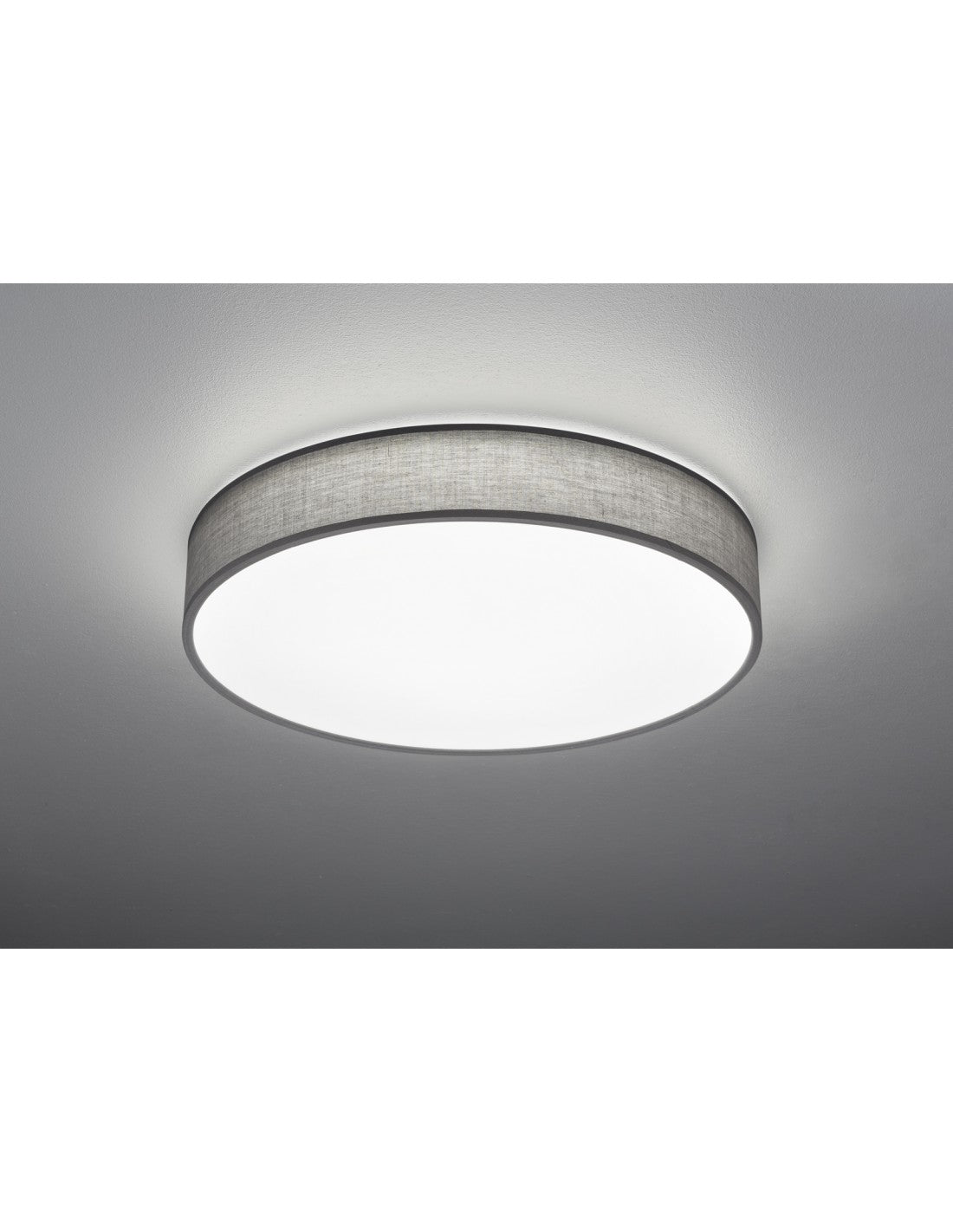 Plafonnier LED avec abat-jour en tissu gris Lugano Ø60 cm Trio Lighting