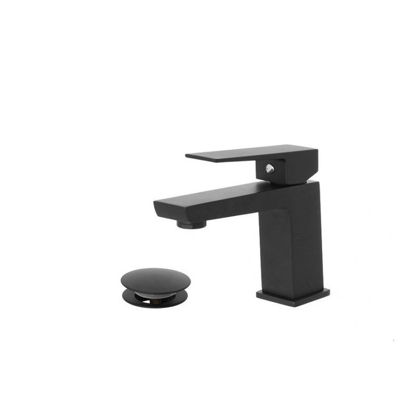 Mitigeur de lavabo en acier série QUATRA en noir mat