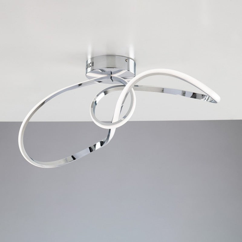Plafonnier en métal chromé poli et aluminium avec LED intégrée 68x24x h24 cm